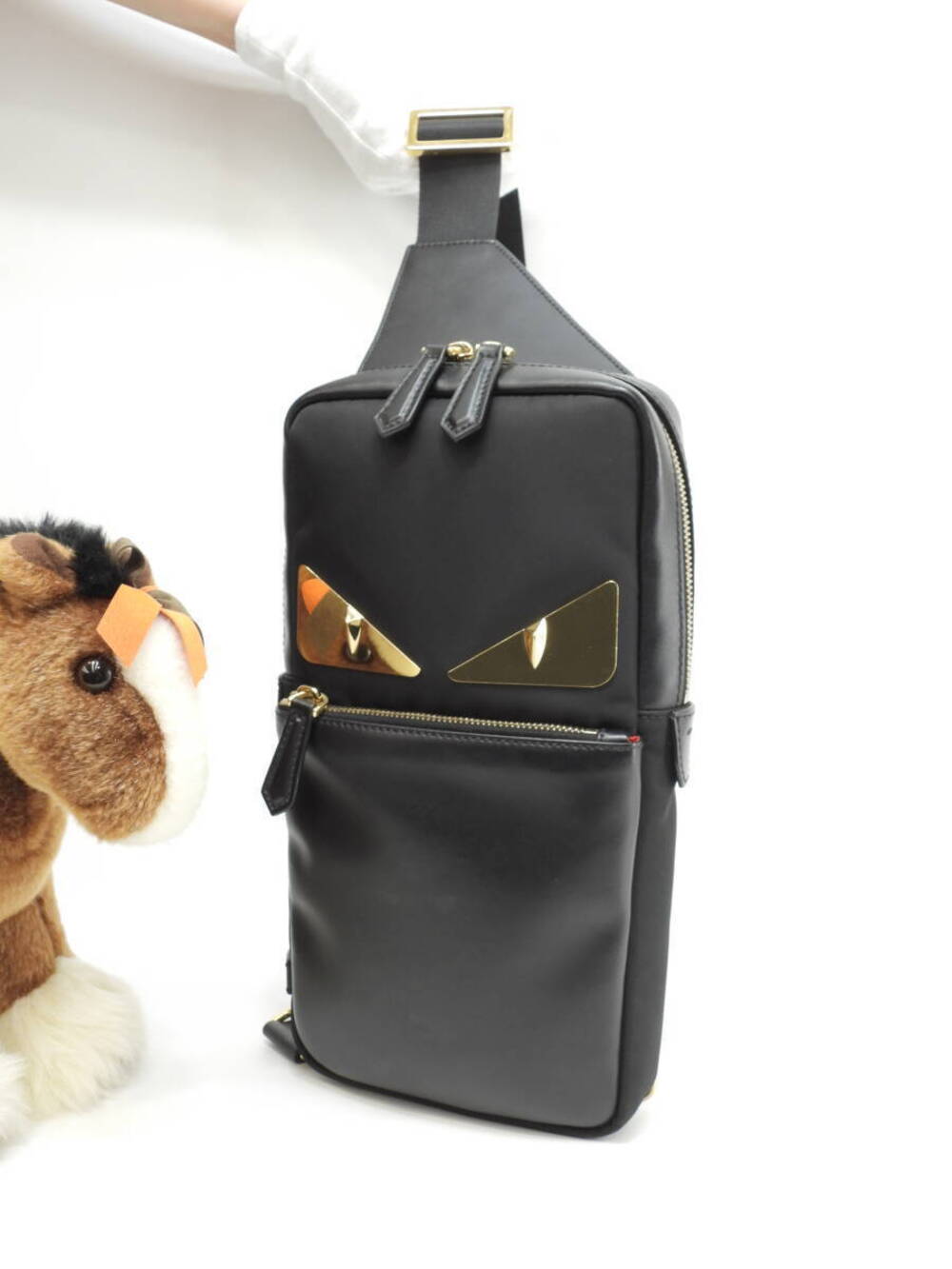 Fendi Monster body bag black belt
